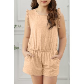 Apricot Ruffled Sleeveless Little Girl Romper