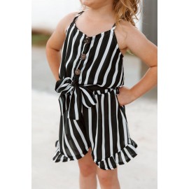 Black Striped Spaghetti Straps Little Girl Romper