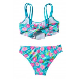 Girls’ Ruffle Flower Print Two Piece Swimsuit Set