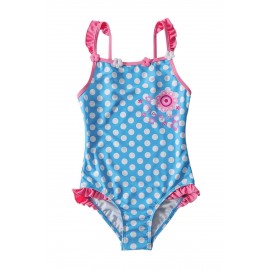 Blue White Polka Dot One Piece Swimsuit for Kids