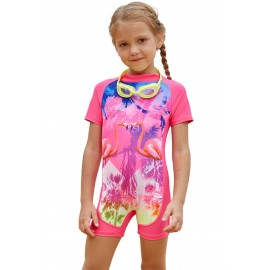 Pink Flamingo Love One Piece Swimsuit for Little Girl