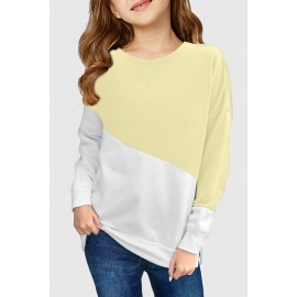 Apricot Color Block Long Sleeve Kid's Top