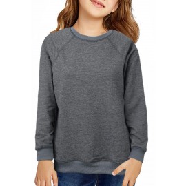 Gray Raglan Sleeve Pullover Kids Sweatshirt